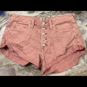 Free People Pink Denim Shorts